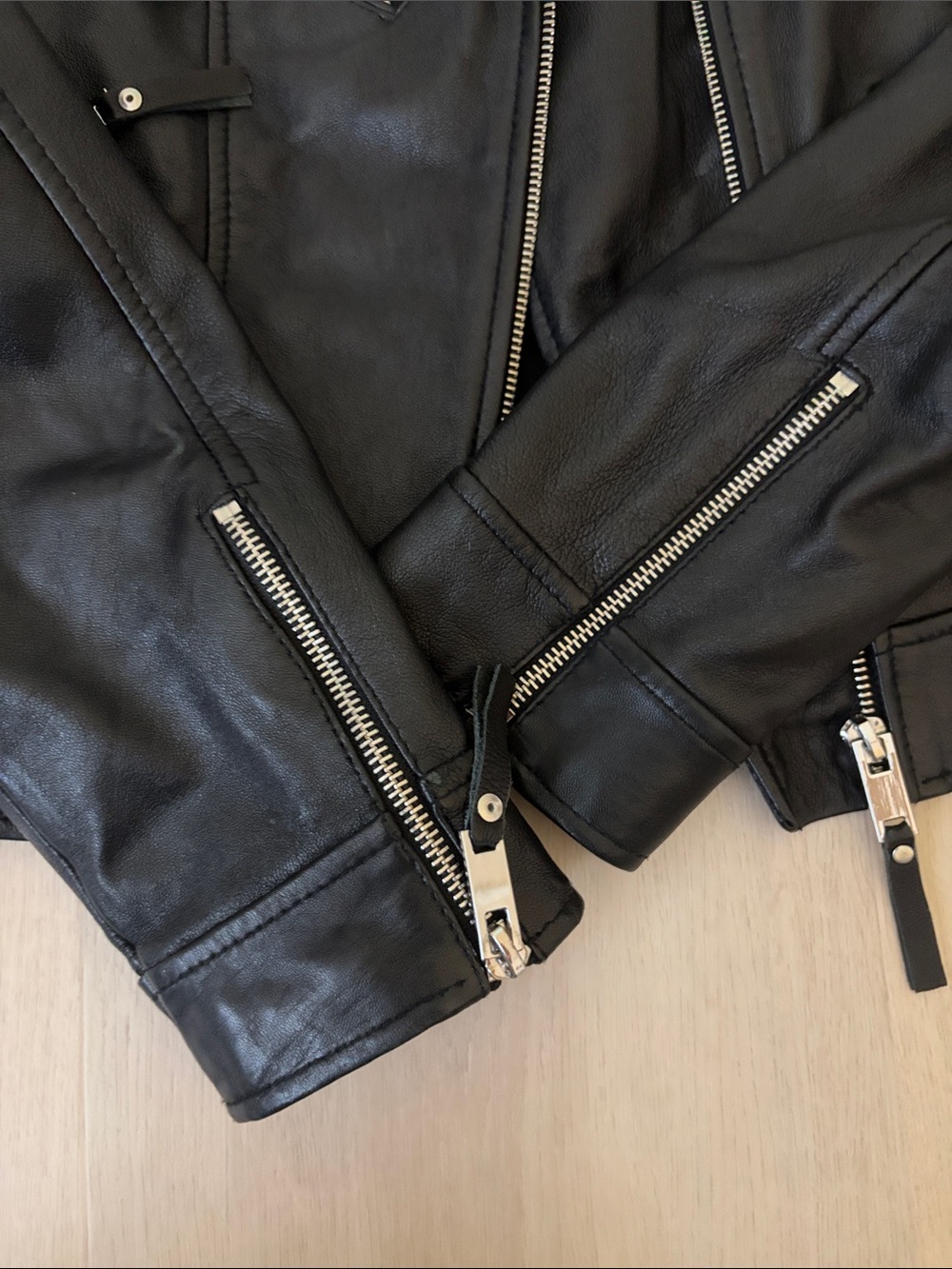 Zara 100% Sheep Leather Moto Jacket - Picture 5 of 12